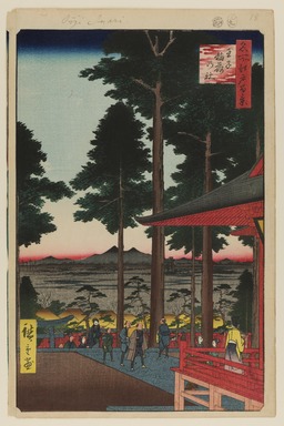 Utagawa Hiroshige (Japanese, 1797–1858). <em>Oji Inari Shrine, No. 18 in One Hundred Famous Views of Edo</em>, 9th month of 1857. Woodblock print, Image: 13 3/16 x 8 5/8 in. (33.5 x 21.9 cm). Brooklyn Museum, Gift of Anna Ferris, 30.1478.18 (Photo: Brooklyn Museum, 30.1478.18_PS20.jpg)
