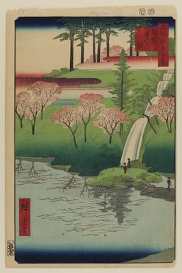 Utagawa Hiroshige (Japanese, 1797-1858). <em>Chiyogaike Pond, Meguro, No. 23 in One Hundred Famous Views of Edo</em>, 7th month of 1856. Woodblock print, Image: 13 5/16 x 8 3/4 in. (33.8 x 22.2 cm). Brooklyn Museum, Gift of Anna Ferris, 30.1478.23 (Photo: Brooklyn Museum, 30.1478.23_PS20.jpg)