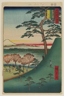 Utagawa Hiroshige (Ando) (Japanese, 1797-1858). <em>Original Fuji, Meguro, No. 25 in One Hundred Famous Views of Edo</em>, 4th month of 1857. Woodblock print, Image: 13 5/8 x 9 in. (34.6 x 22.9 cm). Brooklyn Museum, Gift of Anna Ferris, 30.1478.25 (Photo: Brooklyn Museum, 30.1478.25_PS20.jpg)