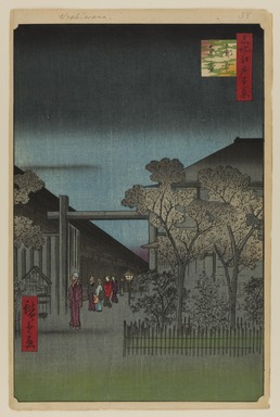Utagawa Hiroshige (Japanese, 1797-1858). <em>Dawn Inside the Yoshiwara, No. 38 in One Hundred Views of Edo</em>, 4th month of 1857. Woodblock print, Sheet: 14 1/4 x 9 5/16 in. (36.2 x 23.7 cm). Brooklyn Museum, Gift of Anna Ferris, 30.1478.38 (Photo: Brooklyn Museum, 30.1478.38_PS20.jpg)