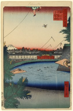 Utagawa Hiroshige (Ando) (Japanese, 1797-1858). <em>Hibiya and Soto-Sakurada From Yamashita-Cho, No. 3 in One Hundred Famous Views of Edo</em>, 12th month of 1857. Woodblock print, Image: 13 1/4 x 8 5/8 in. (33.7 x 21.9 cm). Brooklyn Museum, Gift of Anna Ferris, 30.1478.3 (Photo: Brooklyn Museum, 30.1478.3_PS1.jpg)