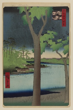 Utagawa Hiroshige (Japanese, 1797–1858). <em>Akasaka Kiribatake, No. 52 from One Hundred Famous Views of Edo</em>, 4th month of 1856. Woodblock print, Sheet: 14 1/4 x 9 5/16 in. (36.2 x 23.7 cm). Brooklyn Museum, Gift of Anna Ferris, 30.1478.52 (Photo: Brooklyn Museum, 30.1478.52_PS20.jpg)