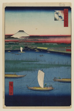 Utagawa Hiroshige (Japanese, 1797-1858). <em>Mitsumata Wakarenofuchi, No. 57 from One Hundred Famous Views of Edo</em>, 2nd month of 1857. Woodblock print, Sheet: 14 1/4 x 9 5/16 in. (36.2 x 23.7 cm). Brooklyn Museum, Gift of Anna Ferris, 30.1478.57 (Photo: Brooklyn Museum, 30.1478.57_PS20.jpg)