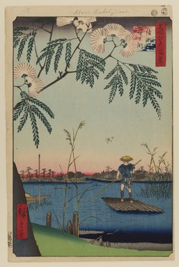 Utagawa Hiroshige (Japanese, 1797–1858). <em>Ayase River and Kanegafuchi, No. 63 from One Hundred Famous Views of Edo</em>, 7th month of 1857. Woodblock print, Sheet: 14 1/4 x 9 5/16 in. (36.2 x 23.7 cm). Brooklyn Museum, Gift of Anna Ferris, 30.1478.63 (Photo: Brooklyn Museum, 30.1478.63_PS20.jpg)