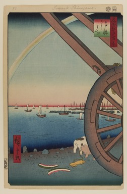 Utagawa Hiroshige (Japanese, 1797-1858). <em>Ushimachi, Takanawa, No. 81 from One Hundred Famous Views of Edo</em>, 4th month of 1857. Woodblock print, Sheet: 14 3/16 x 9 1/4 in. (36 x 23.5 cm). Brooklyn Museum, Gift of Anna Ferris, 30.1478.81 (Photo: Brooklyn Museum, 30.1478.81_PS20.jpg)