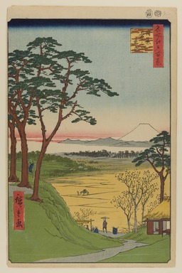Utagawa Hiroshige (Japanese, 1797-1858). <em>Grandpa's Teahouse, Meguro, No. 84 from One Hundred Famous Views of Edo</em>, 4th month of 1857. Woodblock print, Sheet: 14 3/16 x 9 1/4 in. (36 x 23.5 cm). Brooklyn Museum, Gift of Anna Ferris, 30.1478.84 (Photo: Brooklyn Museum, 30.1478.84_PS20.jpg)