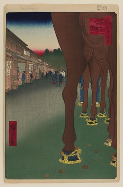 Utagawa Hiroshige (Japanese, 1797-1858). <em>Naito Shinjuku, Yotsuya, No. 86 from One Hundred Famous Views of Edo</em>, 11th month of 1857. Woodblock print, Sheet: 14 3/16 x 9 1/4 in. (36 x 23.5 cm). Brooklyn Museum, Gift of Anna Ferris, 30.1478.86 (Photo: Brooklyn Museum, 30.1478.86_PS20.jpg)
