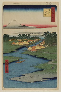 Utagawa Hiroshige (Japanese, 1797–1858). <em>Horie and Nekozane, No. 96 from One Hundred Famous Views of Edo</em>, 2nd month of 1856. Woodblock print, Sheet: 14 3/16 x 9 1/4 in. (36 x 23.5 cm). Brooklyn Museum, Gift of Anna Ferris, 30.1478.96 (Photo: Brooklyn Museum, 30.1478.96_PS20.jpg)