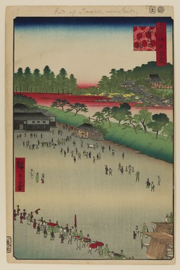 Utagawa Hiroshige (Japanese, 1797-1858). <em>Yatsukoji, Inside Sujikai Gate, No. 9 in One Hundred Famous Views of Edo</em>, 11th month of 1857. Woodblock print, Image: 13 3/8 x 8 15/16 in. (34 x 22.7 cm). Brooklyn Museum, Gift of Anna Ferris, 30.1478.9 (Photo: Brooklyn Museum, 30.1478.9_PS20.jpg)