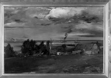 Walter Shirlaw (American, 1838-1909). <em>Lake Superior</em>, ca. 1890. Oil on board, 12 1/4 x 18 7/16 in. (31.1 x 46.9 cm). Brooklyn Museum, Gift of Mrs. Horace Williston, 30.18 (Photo: Brooklyn Museum, 30.18_acetate_bw.jpg)