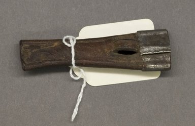 Mangbetu. <em>Knife in Scabbard</em>, 20th century. Leather, metal, 3 3/8 x 1 in. (8.6 x 2.5 cm). Brooklyn Museum, Museum Expedition 1931, Robert B. Woodward Memorial Fund, 30874. Creative Commons-BY (Photo: Brooklyn Museum, 30874_PS10.jpg)