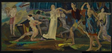 Arthur B. Davies (American, 1862-1928). <em>Freshness of the Wounded</em>, ca. 1917. Oil on canvas, 18 x 40 3/16 in. (45.7 x 102 cm). Brooklyn Museum, Bequest of Lillie P. Bliss, 31.272 (Photo: Brooklyn Museum, 31.272_PS2.jpg)