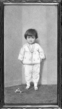 Mary McMillan (American, 1895-1959). <em>Marjory Li</em>, 1921. Watercolor on ivory painting in brass frame under glass, Image (sight): 6 3/8 x 3 5/16 in. (16.2 x 8.4 cm). Brooklyn Museum, Museum Collection Fund, 31.750 (Photo: Brooklyn Museum, 31.750_bw_SL1.jpg)