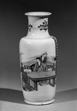  <em>Rouleau Vase</em>, 1662-1722. Porcelain with cobalt-blue underglaze decoration, 10 1/4 x 4 1/2 in. (26 x 11.5 cm). Brooklyn Museum, Gift of the executors of the Estate of Colonel Michael Friedsam, 32.1013. Creative Commons-BY (Photo: Brooklyn Museum, 32.1013_acetate_bw.jpg)