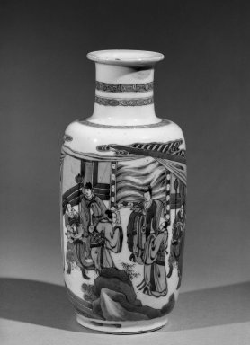  <em>Vase</em>, 1662-1722. Porcelain with cobalt-blue underglaze decoration, 9 7/8 x 4 1/8 in. (25.1 x 10.5 cm). Brooklyn Museum, Gift of the executors of the Estate of Colonel Michael Friedsam, 32.1016. Creative Commons-BY (Photo: Brooklyn Museum, 32.1016_acetate_bw.jpg)