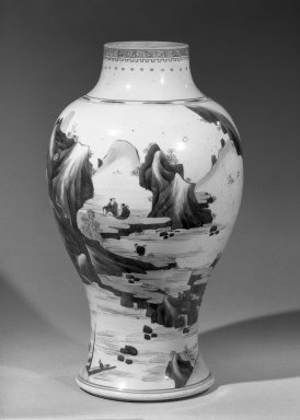  <em>Phoenix Tail Wine Vessel (Zun)</em>, 1662-1722. Porcelain with cobalt-blue underglaze decoration, 14 7/8 x 9 1/16 in. (37.8 x 23 cm). Brooklyn Museum, Gift of the executors of the Estate of Colonel Michael Friedsam, 32.1064. Creative Commons-BY (Photo: Brooklyn Museum, 32.1064_acetate_bw.jpg)