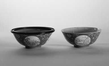  <em>Pair of Bowls</em>, 1821-1850. Porcelain with famille rose decoration, 1: 2 1/4 x 6 1/4 in. (5.7 x 15.9 cm). Brooklyn Museum, Gift of the executors of the Estate of Colonel Michael Friedsam, 32.1097.1-.2. Creative Commons-BY (Photo: Brooklyn Museum, 32.1097.1_32.1097.2_bw.jpg)
