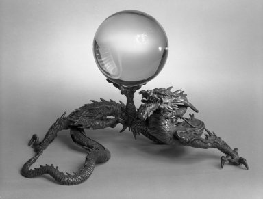  <em>Medium Sized Ball and Stand</em>, 19th century. Crystal, bronze, 18.5 x 27.5 cm (18.5 x 27.5 cm). Brooklyn Museum, Gift of the executors of the Estate of Colonel Michael Friedsam, 32.1277a-b. Creative Commons-BY (Photo: Brooklyn Museum, 32.1277b_view1_bw.jpg)