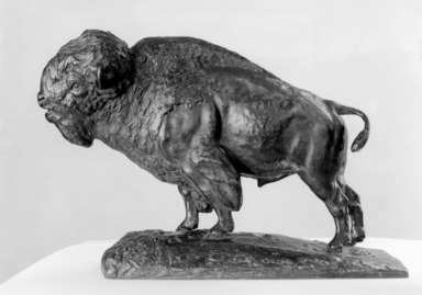 Edwin Willard Deming (American, 1860–1942). <em>Buffalo</em>, 1908. Bronze, 14 9/16 x 7 1/16 x 17 5/16 in., 31.2 lb. (37 x 17.9 x 44 cm, 14.2kg). Brooklyn Museum, Carll H. de Silver Fund, 32.1602. Creative Commons-BY (Photo: Brooklyn Museum, 32.1602_acetate_bw.jpg)