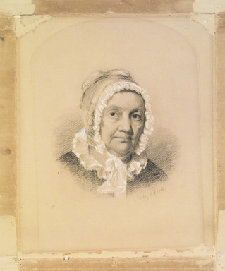 Eastman Johnson (American, 1824-1906). <em>Old Woman</em>, July 1844. Charcoal and white chalk on paper, 13 5/8 x 10 5/8 in. (34.6 x 27 cm). Brooklyn Museum, Carll H. de Silver Fund, 32.1717.2 (Photo: Brooklyn Museum, 32.1717.2_transp5890.jpg)