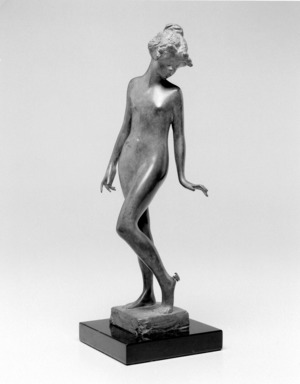 Emil Fuchs (American, born Austria, 1866–1929). <em>The Butterfly</em>. Bronze, marble, 12 1/8 x 3 7/8 x 4 in. (30.8 x 9.8 x 10.2 cm). Brooklyn Museum, Gift of the Estate of Emil Fuchs, 32.2092.25. Creative Commons-BY (Photo: Brooklyn Museum, 32.2092.25_bw.jpg)