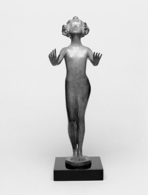 Emil Fuchs (American, born Austria, 1866-1929). <em>The Call from Beyond</em>, n.d. Bronze with stone base, 13 x 5 x 6 3/8 in. (33 x 12.7 x 16.2 cm). Brooklyn Museum, Gift of the Estate of Emil Fuchs, 32.2092.5. Creative Commons-BY (Photo: Brooklyn Museum, 32.2092.5_bw.jpg)