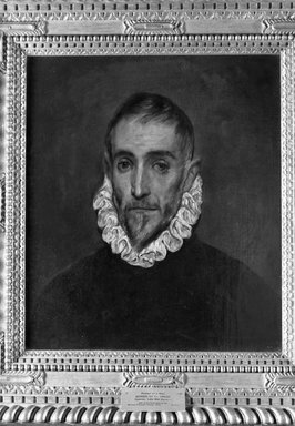 After Doménikos Theotokópoulos, called El Greco (Greek, born Crete, active in Spain, 1541-1614). <em>Elderly Gentleman</em>, n.d. Oil on canvas, 20 x 17 1/2 in.  (50.8 x 44.5 cm). Brooklyn Museum, Gift of the executors of the Estate of Colonel Michael Friedsam, 32.813 (Photo: Brooklyn Museum, 32.813_acetate_bw.jpg)