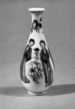  <em>Miniature Vase with a Tall Slender Pear-shaped Body</em>, 1821-1850. Porcelain, blue underglaze Brooklyn Museum, Gift of the executors of the Estate of Colonel Michael Friedsam, 32.993. Creative Commons-BY (Photo: Brooklyn Museum, 32.993_bw.jpg)