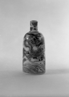  <em>Miniature Vase with Tall Bell-shaped Body</em>, 1821-1850. Porcelain, blue underglaze, 2 3/16 x 13/16 in. (5.5 x 2 cm). Brooklyn Museum, Gift of the executors of the Estate of Colonel Michael Friedsam, 32.994. Creative Commons-BY (Photo: Brooklyn Museum, 32.994_bw.jpg)