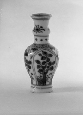  <em>Miniature Vase, Trumpet Baluster Shape</em>, 1661-1722. Porcelain, blue underglaze, 2 3/4 x 1 3/8 in. (7 x 3.5 cm). Brooklyn Museum, Gift of the executors of the Estate of Colonel Michael Friedsam, 32.995. Creative Commons-BY (Photo: Brooklyn Museum, 32.995_bw.jpg)