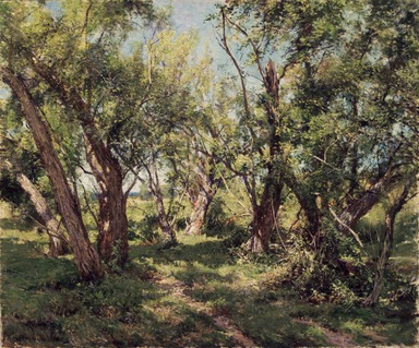 Hugh Bolton Jones (American, 1848–1927). <em>The Willows</em>, ca. 1900. Oil on canvas, 29 15/16 x 36 in. (76.1 x 91.5 cm). Brooklyn Museum, Gift of Mrs. F.Y. Chubb, 33.183 (Photo: Brooklyn Museum, 33.183_transp1120.jpg)