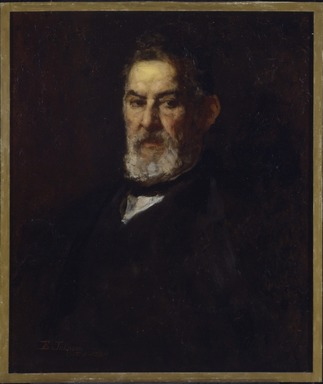 Eastman Johnson (American, 1824–1906). <em>Captain Folger of Nantucket</em>, 1880. Oil on woodpulp paperboard, 26 3/16 x 22 3/16 in. (66.5 x 56.3 cm). Brooklyn Museum, Gift of Mrs. Henry Wolf, Austin M. Wolf, and Hamilton A. Wolf, 33.25 (Photo: Brooklyn Museum, 33.25_framed_SL4.jpg)