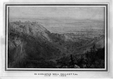 Sir Augustus Wall Callcott (British, 1779-1844). <em>Landscape</em>. Watercolor on paper
, 4 3/4 x 7 1/2 in.  (12.1 x 19.1 cm). Brooklyn Museum, Carll H. de Silver Fund, 33.294 (Photo: Brooklyn Museum, 33.294_glass_bw.jpg)