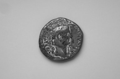 Greek or Roman. <em>Coin: Tetradrachm of Claudius</em>, 42 C.E. Silver, 3/16 x 15/16 in. (0.4 x 2.4 cm). Brooklyn Museum, Charles Edwin Wilbour Fund, 33.417.6. Creative Commons-BY (Photo: Brooklyn Museum, 33.417.6_side1.jpg)