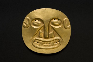 Coclé. <em>Embossed Disk</em>, ca. 700–1100. Gold, 4 x 4 in. (10.2 x 10.2 cm). Brooklyn Museum, Museum Expedition 1931, Museum Collection Fund, 33.448.6. Creative Commons-BY (Photo: Brooklyn Museum, 33.448.6_PS22.jpg)