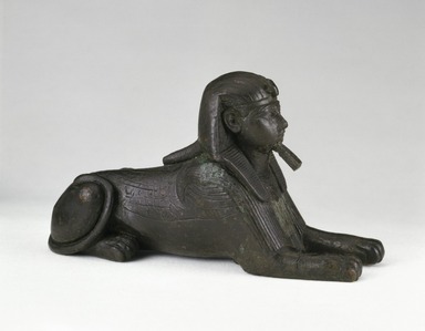  <em>Sphinx of King Sheshenq</em>, ca. 945–712 B.C.E. Bronze, 1 15/16 x 13/16 x 2 7/8 in. (4.9 x 2.1 x 7.3 cm). Brooklyn Museum, Charles Edwin Wilbour Fund, 33.586. Creative Commons-BY (Photo: Brooklyn Museum, 33.586_edited_SL1.jpg)