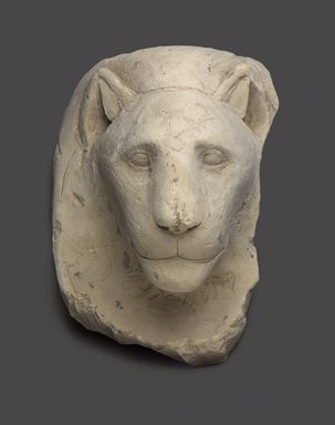  <em>Sculptor's Model Head of a Lioness</em>, 332–30 B.C.E. Limestone, 9 5/8 x 6 7/8 x 7 3/16 in. (24.5 x 17.5 x 18.3 cm). Brooklyn Museum, Charles Edwin Wilbour Fund, 34.1002. Creative Commons-BY (Photo: Brooklyn Museum, 34.1002_edited_PS9.jpg)