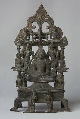 Digambara Sect. <em>Image of the Jina Rishabha</em>, 9th century. Bronze, 9 1/4 × 4 1/2 × 2 3/4 in. (23.5 × 11.4 × 7 cm). Brooklyn Museum, Brooklyn Museum Collection, 34.146. Creative Commons-BY (Photo: Brooklyn Museum, 34.146_PS11.jpg)