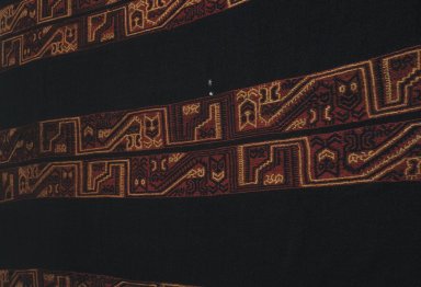 Paracas Necropolis "linear". <em>Mantle?, Fragment or Textile Fragment, Unidentified</em>, 100 B.C.E.-100 C.E. Cotton, camelid fiber, 64 3/16 x 30 5/16 in.  (163 x 77 cm). Brooklyn Museum, Alfred W. Jenkins Fund, 34.1586. Creative Commons-BY (Photo: Brooklyn Museum, 34.1586_detail_SL1.jpg)