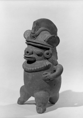  <em>Whistle in the Form of a Human Figure</em>, 200-500. Ceramic, 5 7/8 x 3 1/4 x 3 in. (15 x 8.3 x 7.6 cm). Brooklyn Museum, Alfred W. Jenkins Fund, 34.2137. Creative Commons-BY (Photo: Brooklyn Museum, 34.2137_acetate_bw.jpg)