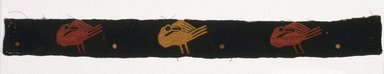 Paracas. <em>Textile Fragment, unascertainable, Border or Poncho, Border, Fragment</em>, 0-100 C.E. Cotton, camelid fiber, 15 3/4 x 1 9/16 in. (40 x 4 cm). Brooklyn Museum, George C. Brackett Fund, 34.562.1. Creative Commons-BY (Photo: Brooklyn Museum, 34.562.1_SL1.jpg)