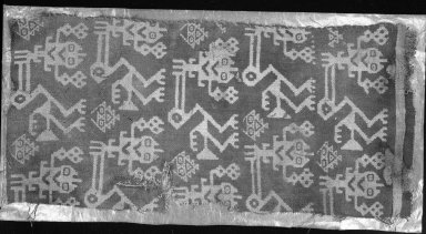 Chimú. <em>Textile Fragment, undetermined</em>, 1000-1532. Cotton, 18 1/2 x 9 1/16 in. (47 x 23 cm). Brooklyn Museum, George C. Brackett Fund, 34.579. Creative Commons-BY (Photo: Brooklyn Museum, 34.579_acetate_bw.jpg)