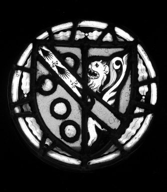  <em>Arms</em>. Stained glass, 8 1/2 x 8 1/2 in. (21.6 x 21.6 cm). Brooklyn Museum, Gift of Mary Babbott Ladd, Lydia Babbott Stokes, Helen Babbott MacDonald, and Dr. Frank L. Babbott, Jr. in memory of their father, Frank L. Babbott, 34.6090.6. Creative Commons-BY (Photo: Brooklyn Museum, 34.6090.6_view1_bw.jpg)