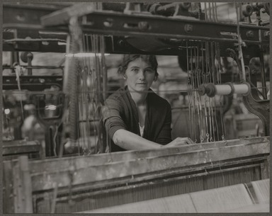 Lewis Wickes Hine (American, 1874–1940). <em>The Loom</em>, 1933. Gelatin silver print, image: 7 1/2 x 9 1/2 in. (19.1 x 24.1 cm). Brooklyn Museum, Gift of Shelton Looms, 34.6091.12 (Photo: Brooklyn Museum, 34.6091.12_PS11.jpg)