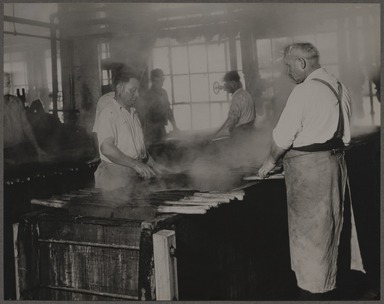 Lewis Wickes Hine (American, 1874–1940). <em>Skein Dyeing</em>, 1933. Gelatin silver print, image: 7 1/2 x 9 1/2 in. (19.1 x 24.1 cm). Brooklyn Museum, Gift of Shelton Looms, 34.6091.3 (Photo: Brooklyn Museum, 34.6091.3_PS11.jpg)
