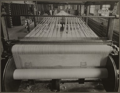 Lewis Wickes Hine (American, 1874–1940). <em>Warping</em>, 1933. Gelatin silver print, image: 10 1/2 x 13 1/2 in. (26.7 x 34.3 cm). Brooklyn Museum, Gift of Shelton Looms, 34.6091.8 (Photo: Brooklyn Museum, 34.6091.8_PS11.jpg)