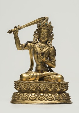  <em>Manjushri</em>, 18th-19th century. Gilded copper, 6 5/16 x 4 5/16 in. (16 x 11 cm). Brooklyn Museum, Brooklyn Museum Collection, 34.799. Creative Commons-BY (Photo: Brooklyn Museum, 34.799_front_PS11.jpg)