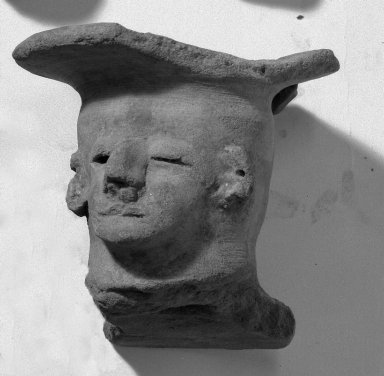  <em>Vessel in Shape of Human Head</em>. Clay Brooklyn Museum, Ella C. Woodward Memorial Fund, 35.1727. Creative Commons-BY (Photo: Brooklyn Museum, 35.1727_acetate_bw.jpg)