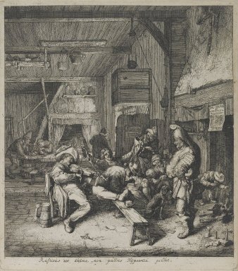 Cornelis Dusart (Dutch, 1660-1704). <em>The Seated Violinist</em>, 18th century. Etching on laid paper, Plate: 11 5/16 x 10 in. (28.7 x 25.4 cm). Brooklyn Museum, Gift of Mrs. Elma M. Schniewind, 35.1970 (Photo: Brooklyn Museum, 35.1970_PS2.jpg)