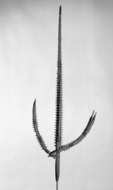 Kiribati. <em>Sword</em>, late 19th or early 20th century. Wood, shark teeth, sennit, 36 x 104 in. (91.4 x 264.2 cm). Brooklyn Museum, Gift of Appleton Sturgis, 35.2194. Creative Commons-BY (Photo: Brooklyn Museum, 35.2194_acetate_bw.jpg)